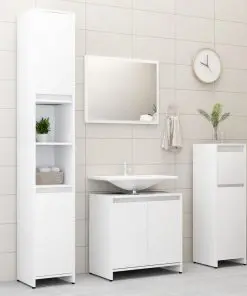vidaXL 3 Piece Bathroom Furniture Set White Chipboard