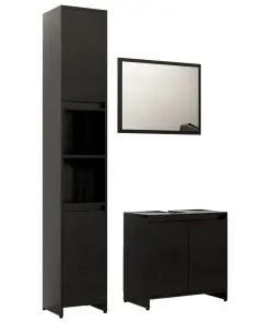 vidaXL 3 Piece Bathroom Furniture Set Black Chipboard