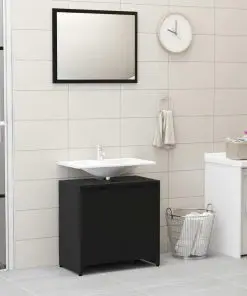 vidaXL 3 Piece Bathroom Furniture Set Black Chipboard