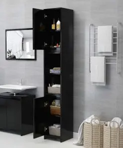 vidaXL 3 Piece Bathroom Furniture Set Black Chipboard