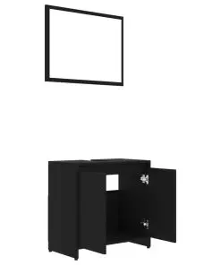 vidaXL 3 Piece Bathroom Furniture Set Black Chipboard