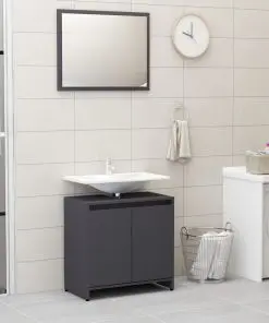vidaXL 3 Piece Bathroom Furniture Set Grey Chipboard