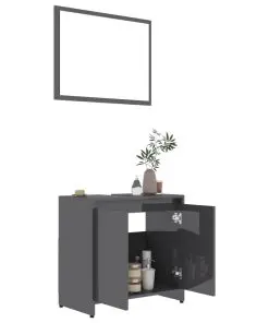 vidaXL 3 Piece Bathroom Furniture Set Grey Chipboard