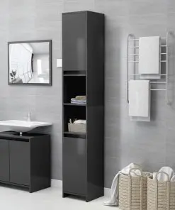 vidaXL 3 Piece Bathroom Furniture Set Grey Chipboard