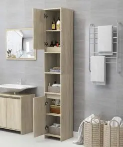 vidaXL 3 Piece Bathroom Furniture Set Sonoma Oak Chipboard