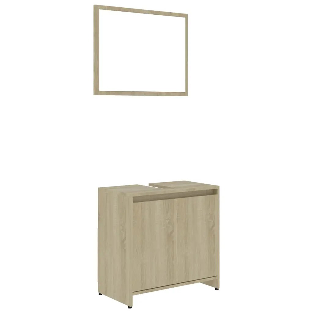vidaXL 3 Piece Bathroom Furniture Set Sonoma Oak Chipboard