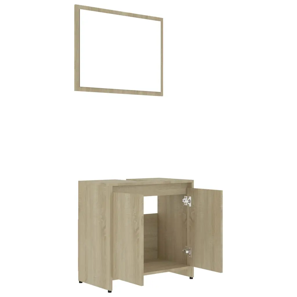 vidaXL 3 Piece Bathroom Furniture Set Sonoma Oak Chipboard
