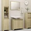 vidaXL 3 Piece Bathroom Furniture Set Sonoma Oak Chipboard