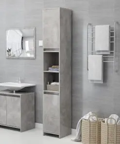vidaXL 3 Piece Bathroom Furniture Set Concrete Grey Chipboard