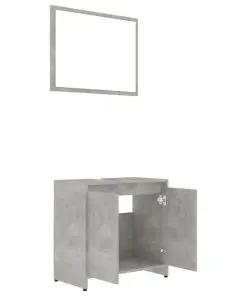 vidaXL 3 Piece Bathroom Furniture Set Concrete Grey Chipboard