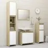 vidaXL 3 Piece Bathroom Furniture Set White and Sonoma Oak Chipboard