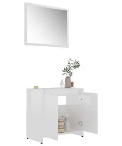 vidaXL 3 Piece Bathroom Furniture Set High Gloss White Chipboard