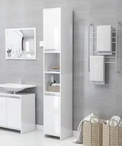 vidaXL 3 Piece Bathroom Furniture Set High Gloss White Chipboard