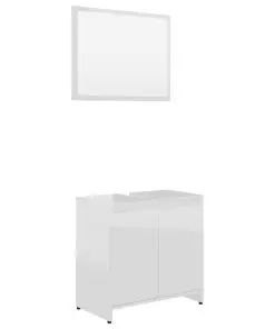vidaXL 3 Piece Bathroom Furniture Set High Gloss White Chipboard