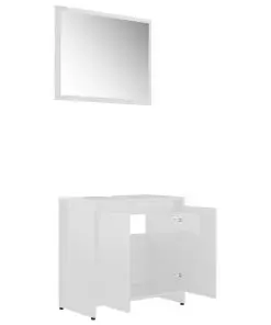 vidaXL 3 Piece Bathroom Furniture Set High Gloss White Chipboard
