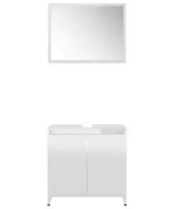 vidaXL 3 Piece Bathroom Furniture Set High Gloss White Chipboard
