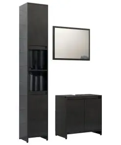 vidaXL 3 Piece Bathroom Furniture Set High Gloss Black Chipboard