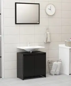 vidaXL 3 Piece Bathroom Furniture Set High Gloss Black Chipboard