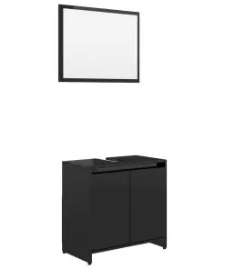 vidaXL 3 Piece Bathroom Furniture Set High Gloss Black Chipboard