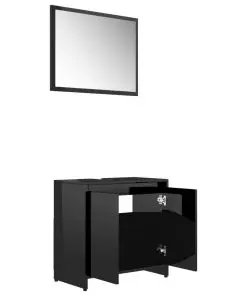 vidaXL 3 Piece Bathroom Furniture Set High Gloss Black Chipboard