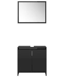 vidaXL 3 Piece Bathroom Furniture Set High Gloss Black Chipboard
