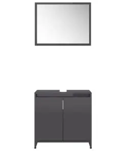 vidaXL 3 Piece Bathroom Furniture Set High Gloss Grey Chipboard