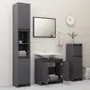 vidaXL 3 Piece Bathroom Furniture Set High Gloss Grey Chipboard vidaXL 3 Piece Bathroom Furniture Set High Gloss Grey Chipboard