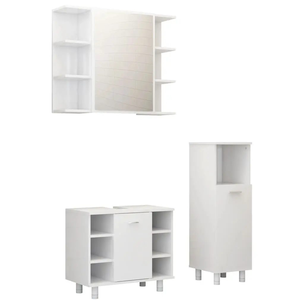 vidaXL 3 Piece Bathroom Furniture Set White Chipboard