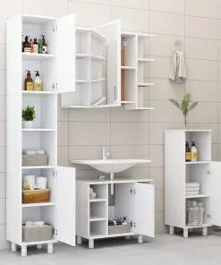 vidaXL 3 Piece Bathroom Furniture Set White Chipboard