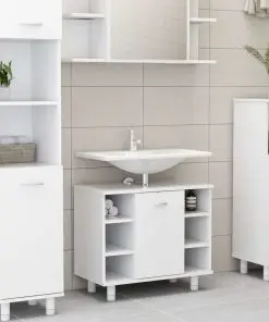 vidaXL 3 Piece Bathroom Furniture Set White Chipboard