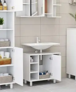 vidaXL 3 Piece Bathroom Furniture Set White Chipboard