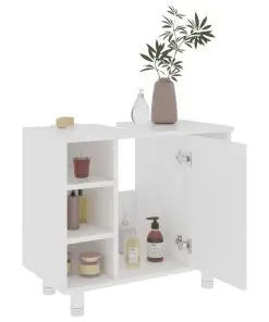 vidaXL 3 Piece Bathroom Furniture Set White Chipboard
