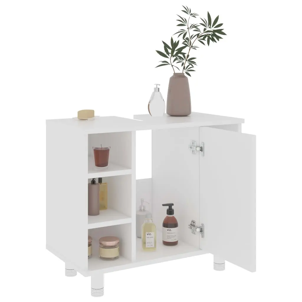 vidaXL 3 Piece Bathroom Furniture Set White Chipboard
