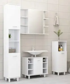 vidaXL 3 Piece Bathroom Furniture Set White Chipboard