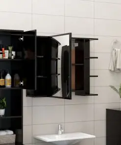 vidaXL 3 Piece Bathroom Furniture Set Black Chipboard