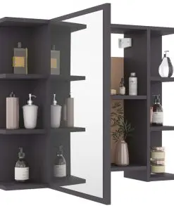 vidaXL 3 Piece Bathroom Furniture Set Grey Chipboard