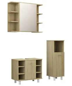 vidaXL 3 Piece Bathroom Furniture Set Sonoma Oak Chipboard