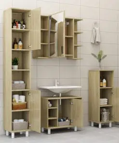 vidaXL 3 Piece Bathroom Furniture Set Sonoma Oak Chipboard