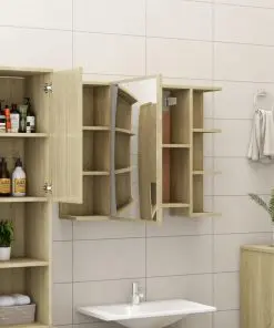 vidaXL 3 Piece Bathroom Furniture Set Sonoma Oak Chipboard