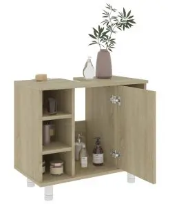 vidaXL 3 Piece Bathroom Furniture Set Sonoma Oak Chipboard