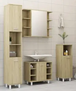 vidaXL 3 Piece Bathroom Furniture Set Sonoma Oak Chipboard