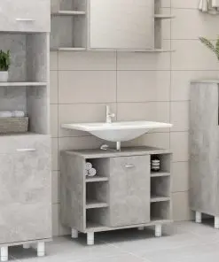 vidaXL 3 Piece Bathroom Furniture Set Concrete Grey Chipboard