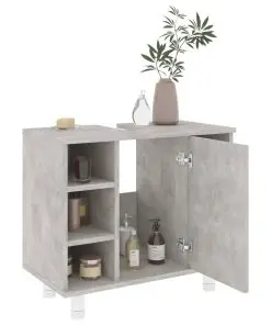 vidaXL 3 Piece Bathroom Furniture Set Concrete Grey Chipboard