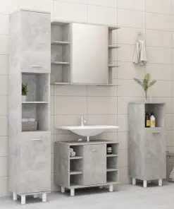 vidaXL 3 Piece Bathroom Furniture Set Concrete Grey Chipboard