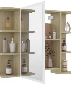 vidaXL 3 Piece Bathroom Furniture Set White and Sonoma Oak Chipboard