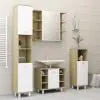 vidaXL 3 Piece Bathroom Furniture Set White and Sonoma Oak Chipboard vidaXL 3 Piece Bathroom Furniture Set White and Sonoma Oak Chipboard
