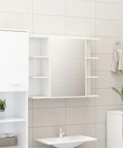 vidaXL 3 Piece Bathroom Furniture Set High Gloss White Chipboard