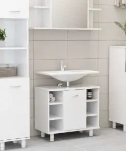 vidaXL 3 Piece Bathroom Furniture Set High Gloss White Chipboard