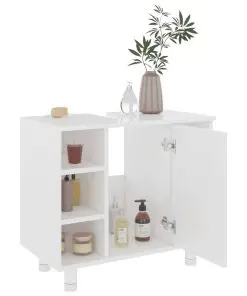 vidaXL 3 Piece Bathroom Furniture Set High Gloss White Chipboard
