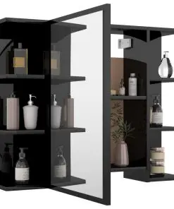 vidaXL 3 Piece Bathroom Furniture Set High Gloss Black Chipboard